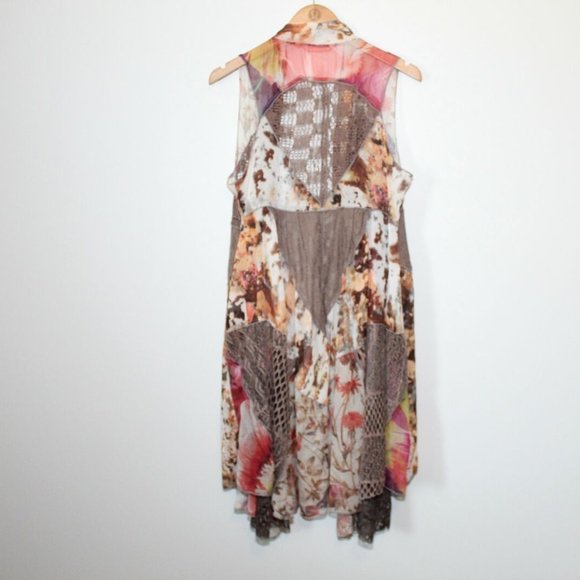 Soft Surroundings Sheer Crochet Adriana Open Vest Brown Women's Size OS H12785 - Picture 7 of 11